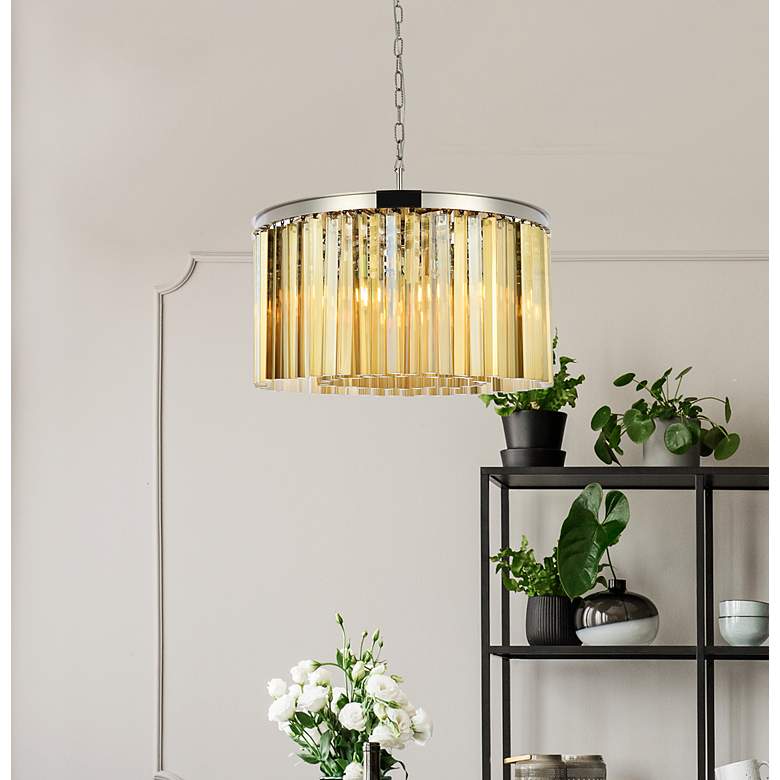Image 3 Sydney 8 Lt Polished Nickel Chandelier Golden Teak more views