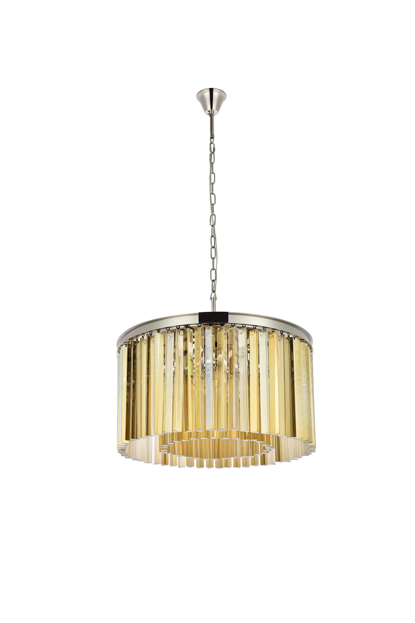 Sydney 8 Lt Polished Nickel Chandelier Golden Teak