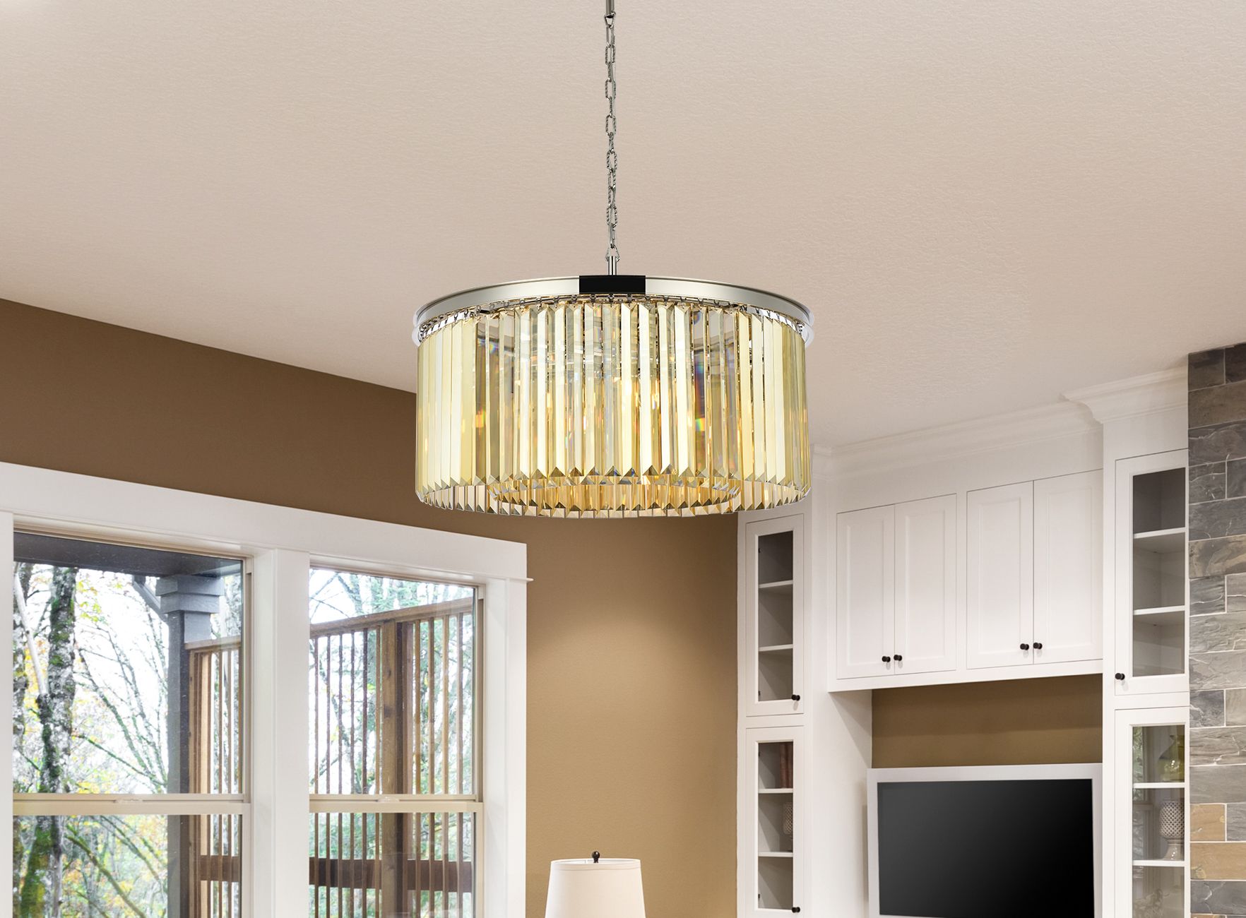 Image 3 Sydney 8 Lt Polished Nickel Chandelier (Golden Teak) more views