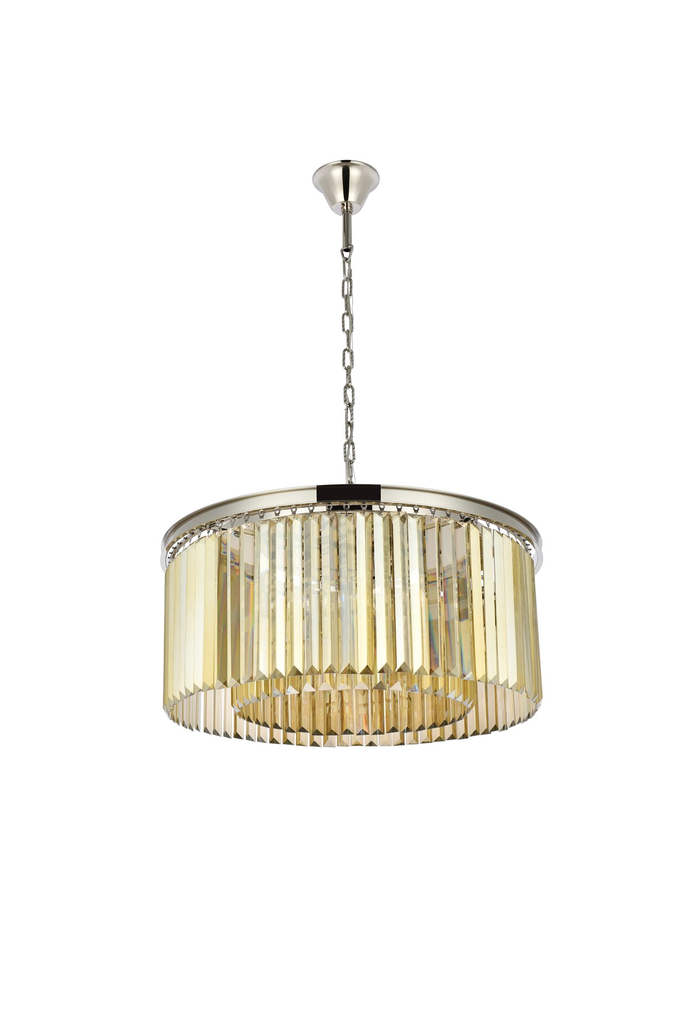 Sydney 8 Lt Polished Nickel Chandelier (Golden Teak)