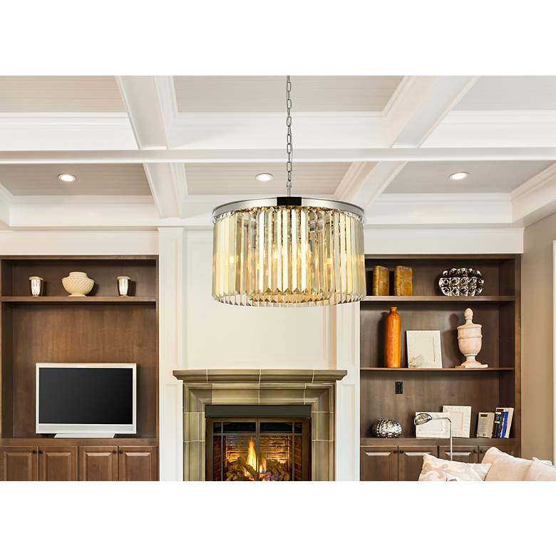Image 3 Sydney 8 Lt Polished Nickel Chandelier Golden Teak more views