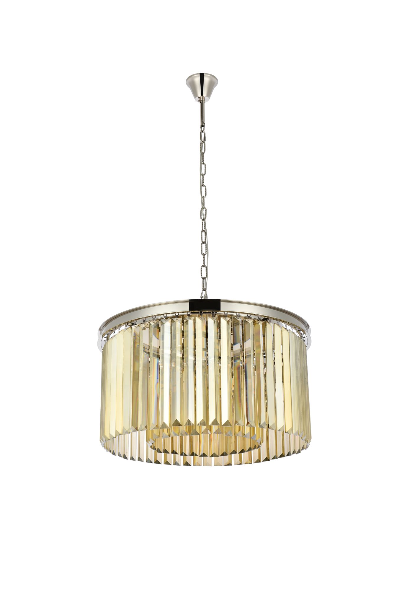 Sydney 8 Lt Polished Nickel Chandelier Golden Teak