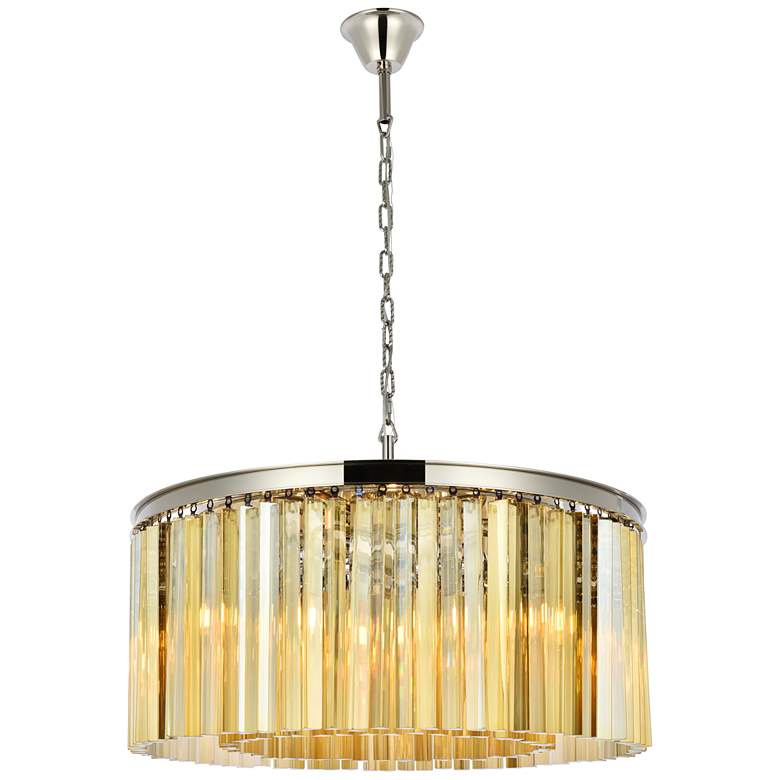 Image 1 Sydney 8 Lt Polished Nickel Chandelier Golden Teak