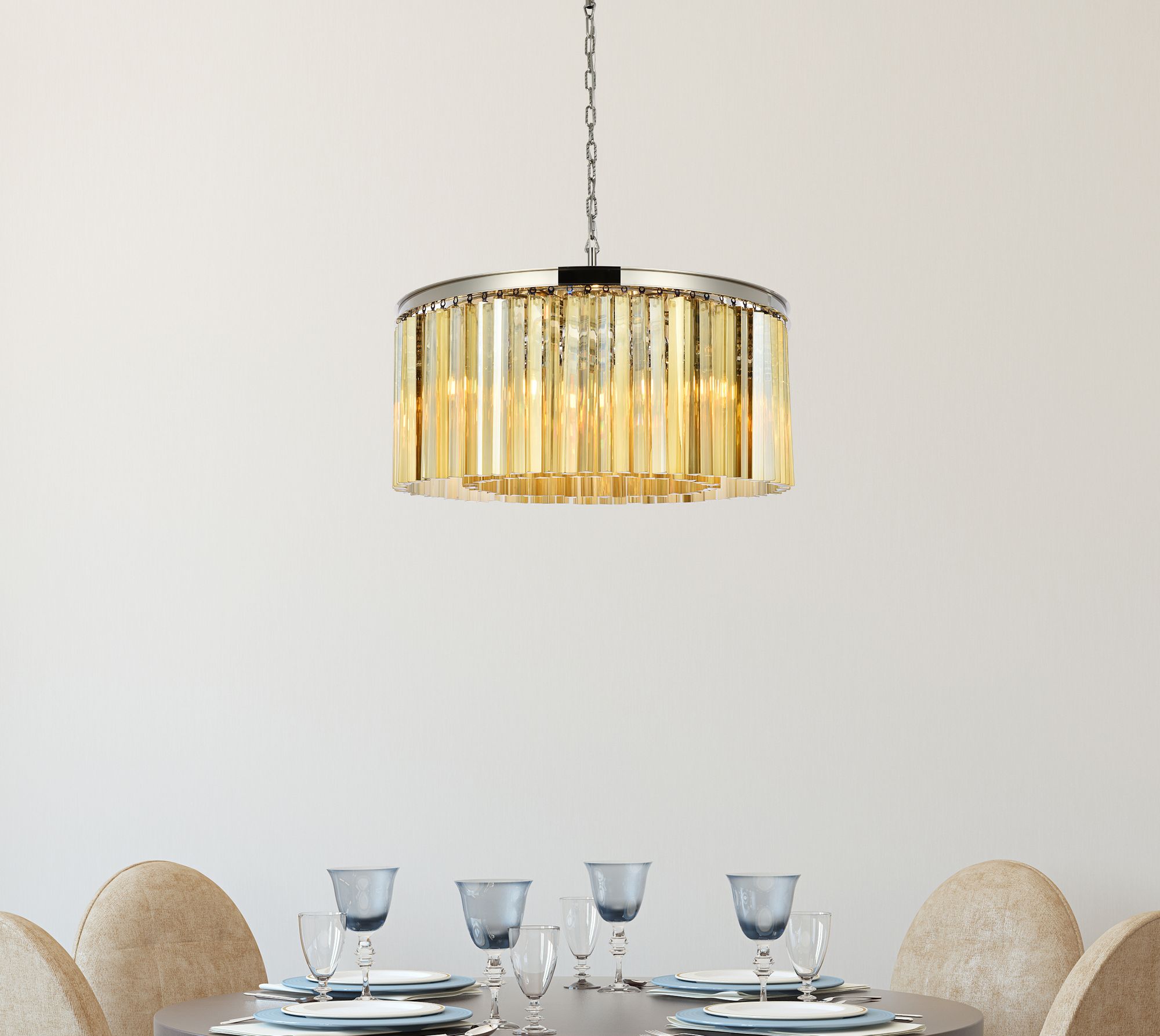 Image 3 Sydney 8 Lt Polished Nickel Chandelier Golden Teak more views