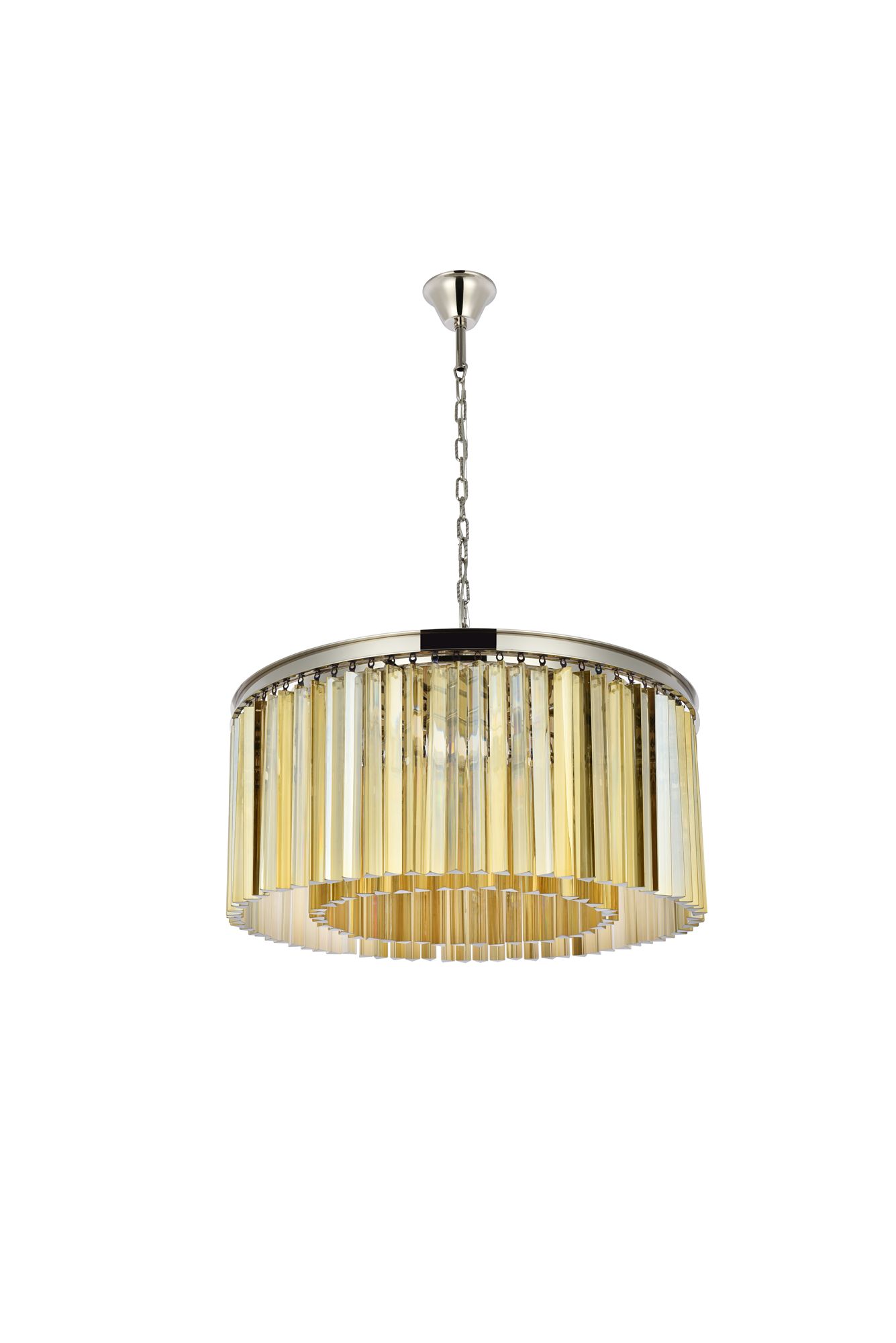 Sydney 8 Lt Polished Nickel Chandelier Golden Teak