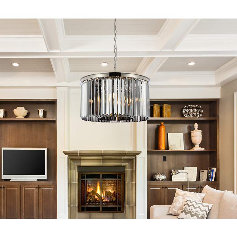 Image 3 Sydney 8 Lt Polished Nickel Chandelier Silver Shade (Grey) more views