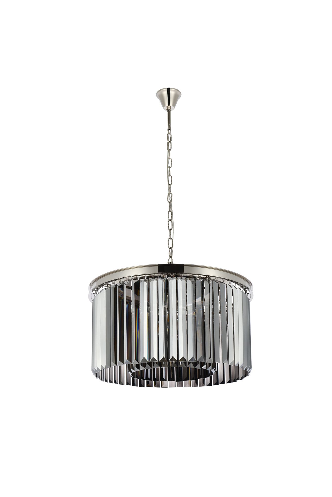 Sydney 8 Lt Polished Nickel Chandelier Silver Shade (Grey)