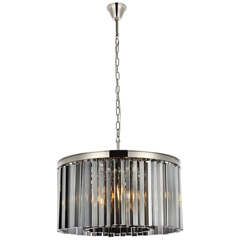 Image 1 Sydney 8 Lt Polished Nickel Chandelier Silver Shade (Grey)