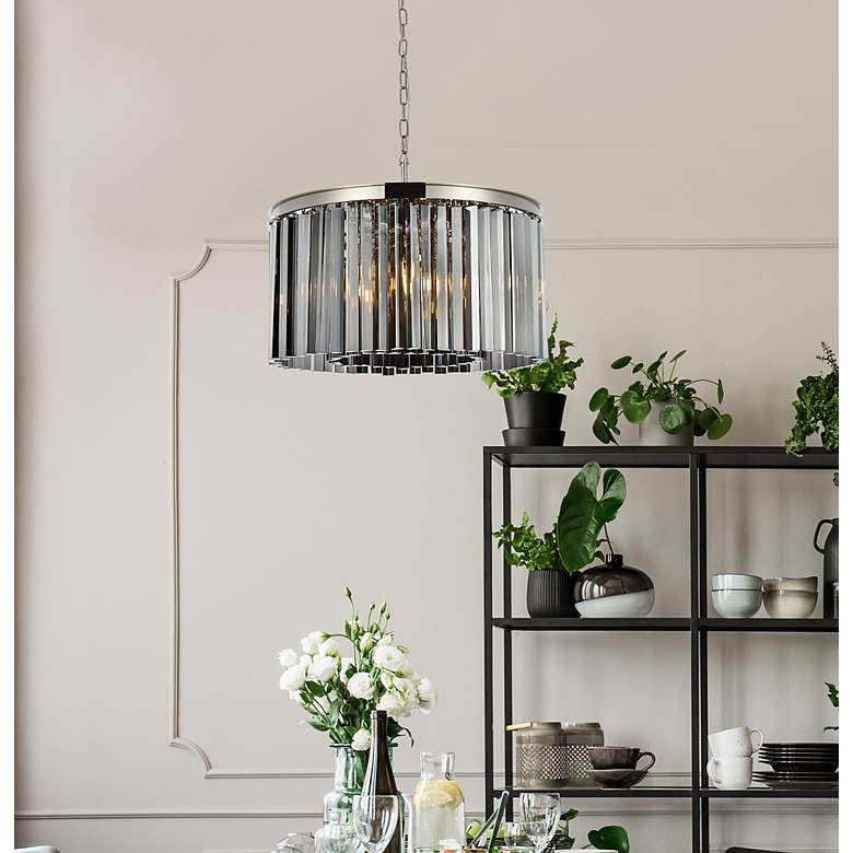 Image 3 Sydney 8 Lt Polished Nickel Chandelier Silver Shade (Grey) more views