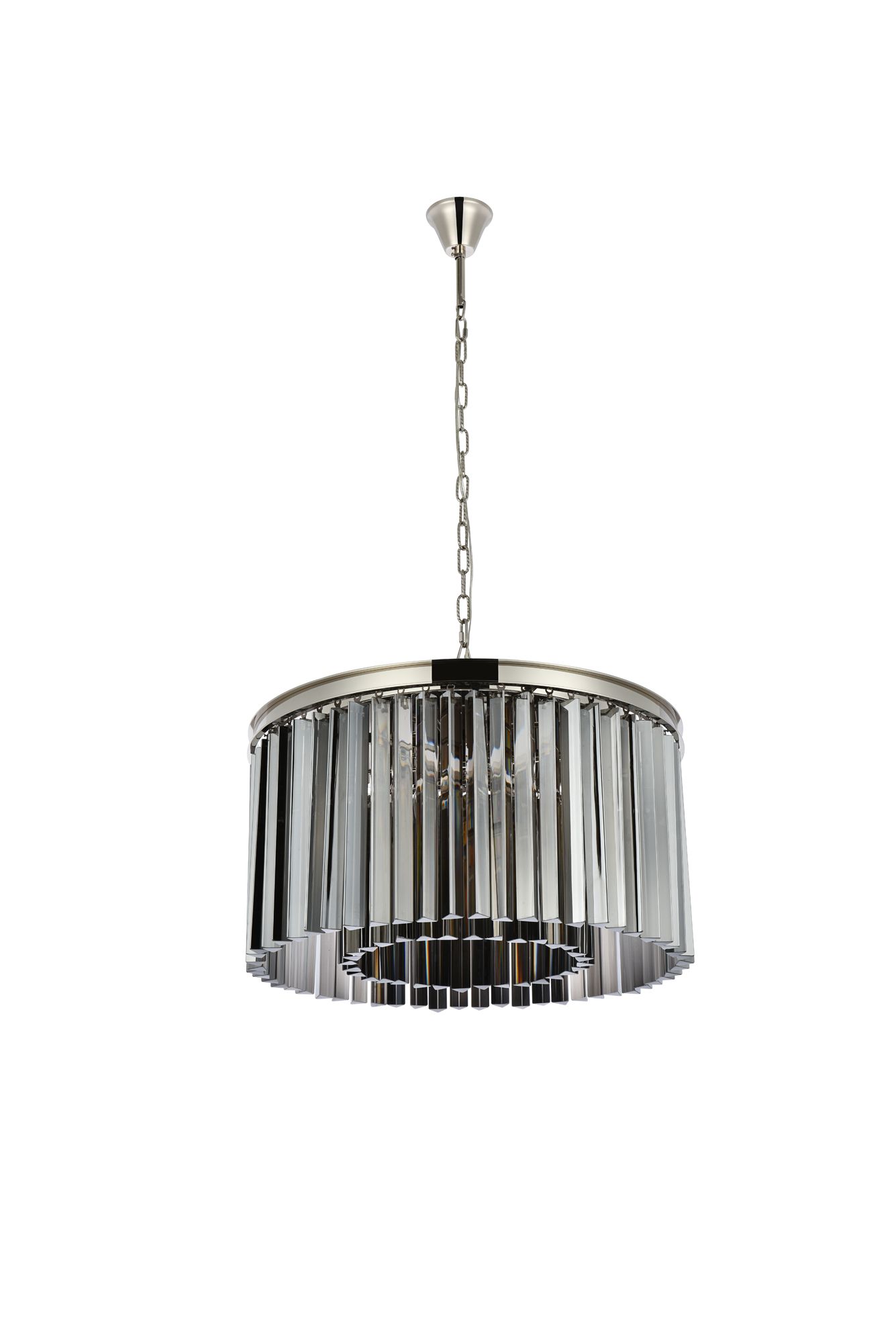 Sydney 8 Lt Polished Nickel Chandelier Silver Shade (Grey)