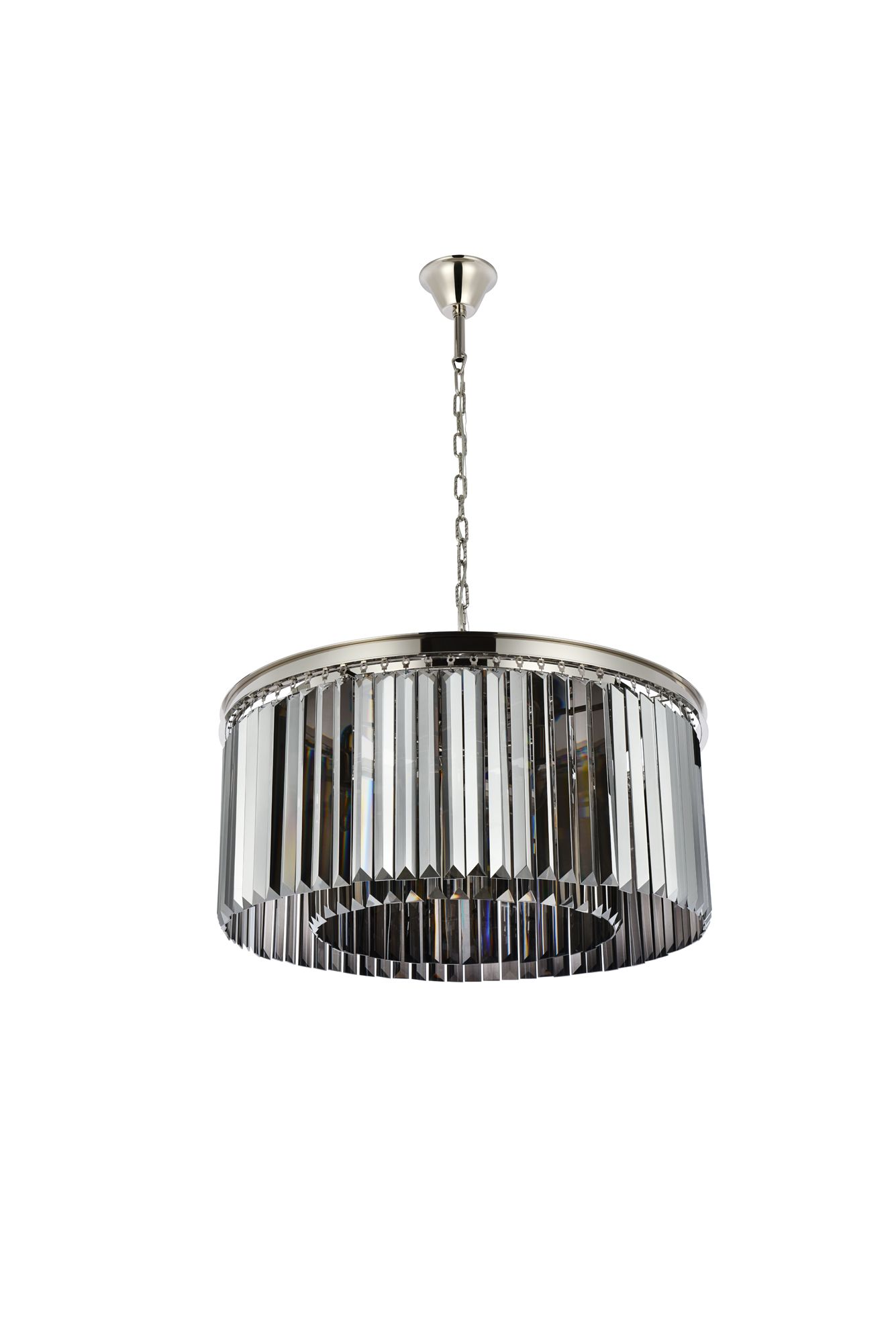 Sydney 8 Lt Polished Nickel Chandelier Silver Shade - Grey