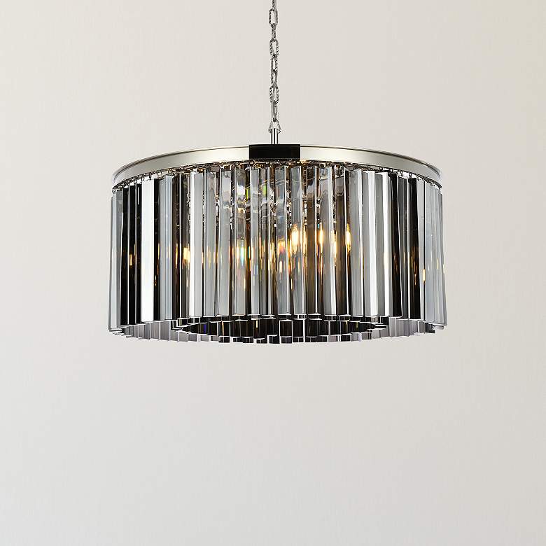 Image 1 Sydney 8 Lt Polished Nickel Chandelier Silver Shade