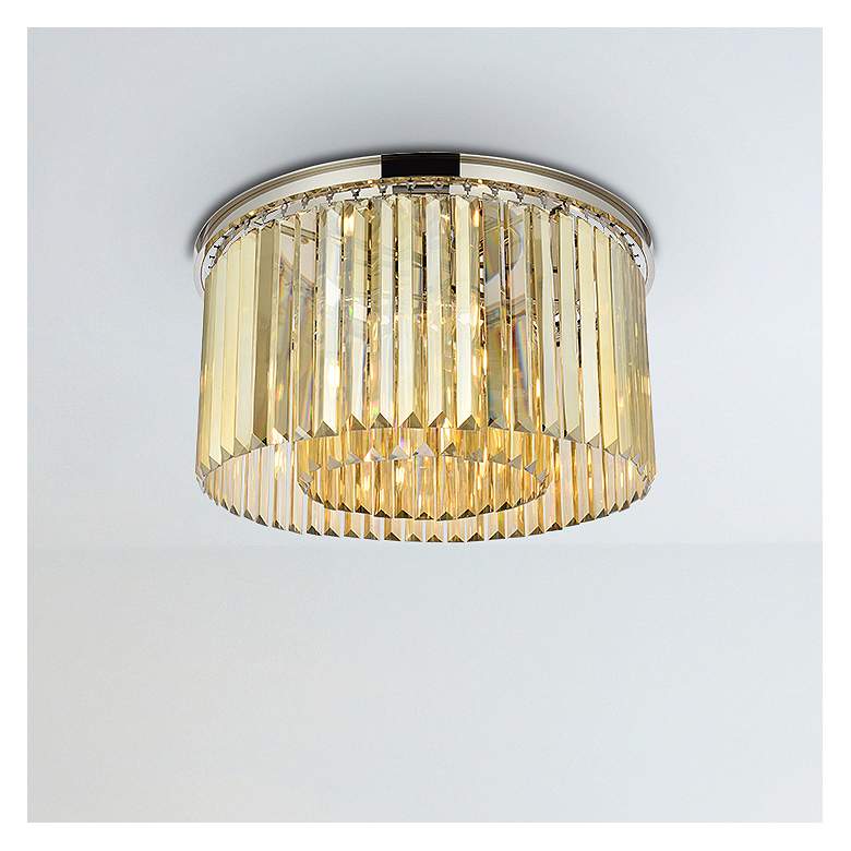 Image 1 Sydney 8 Lt Polished Nickel Flush Mount Golden Teak