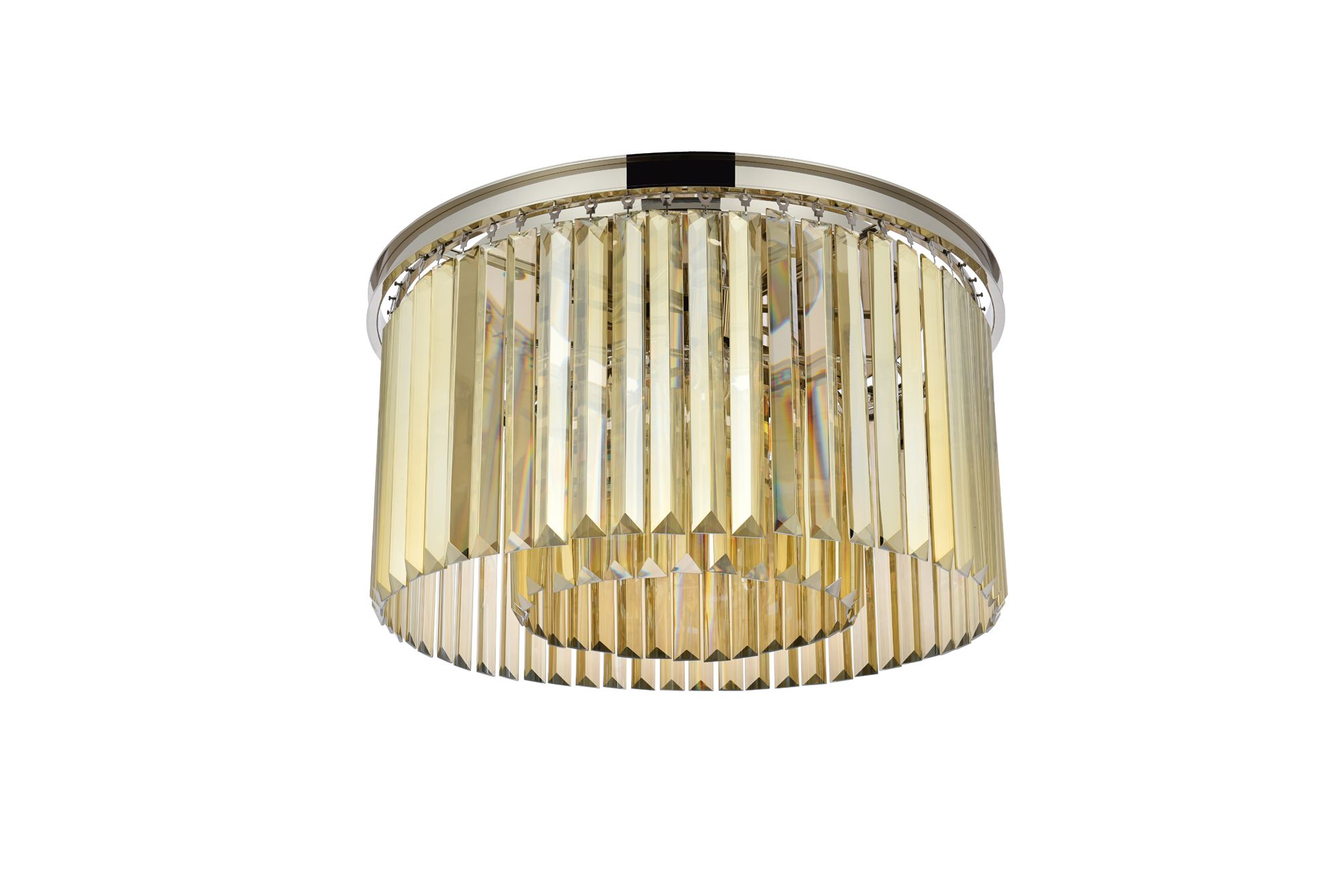 Sydney 8 Lt Polished Nickel Flush Mount Golden Teak