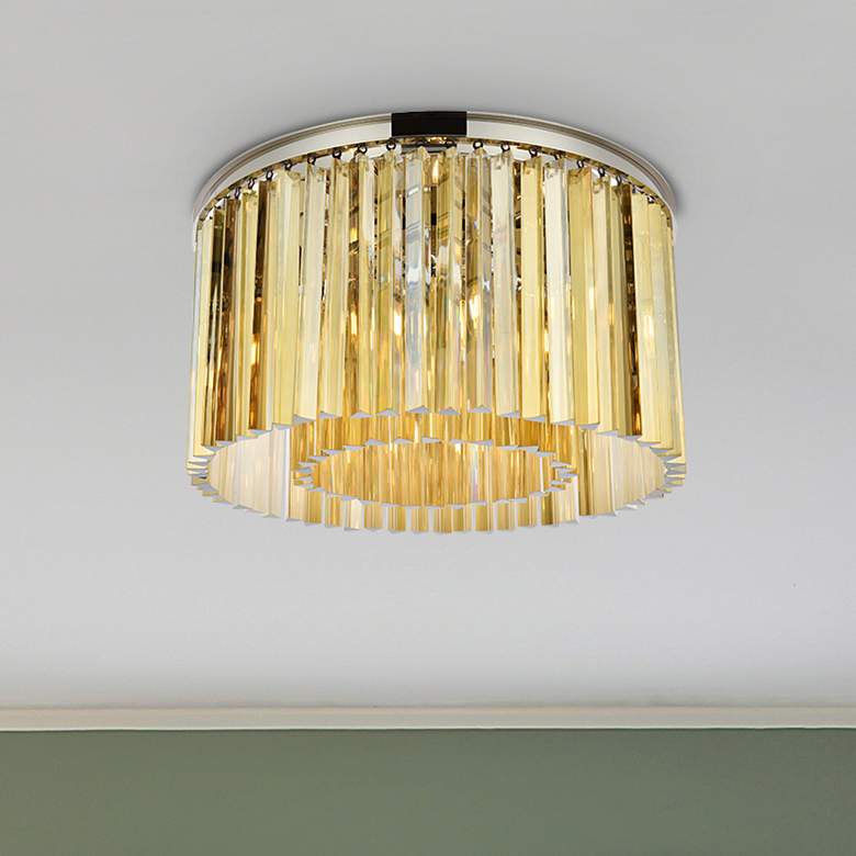 Image 1 Sydney 8 Lt Polished Nickel Flush Mount Golden Teak