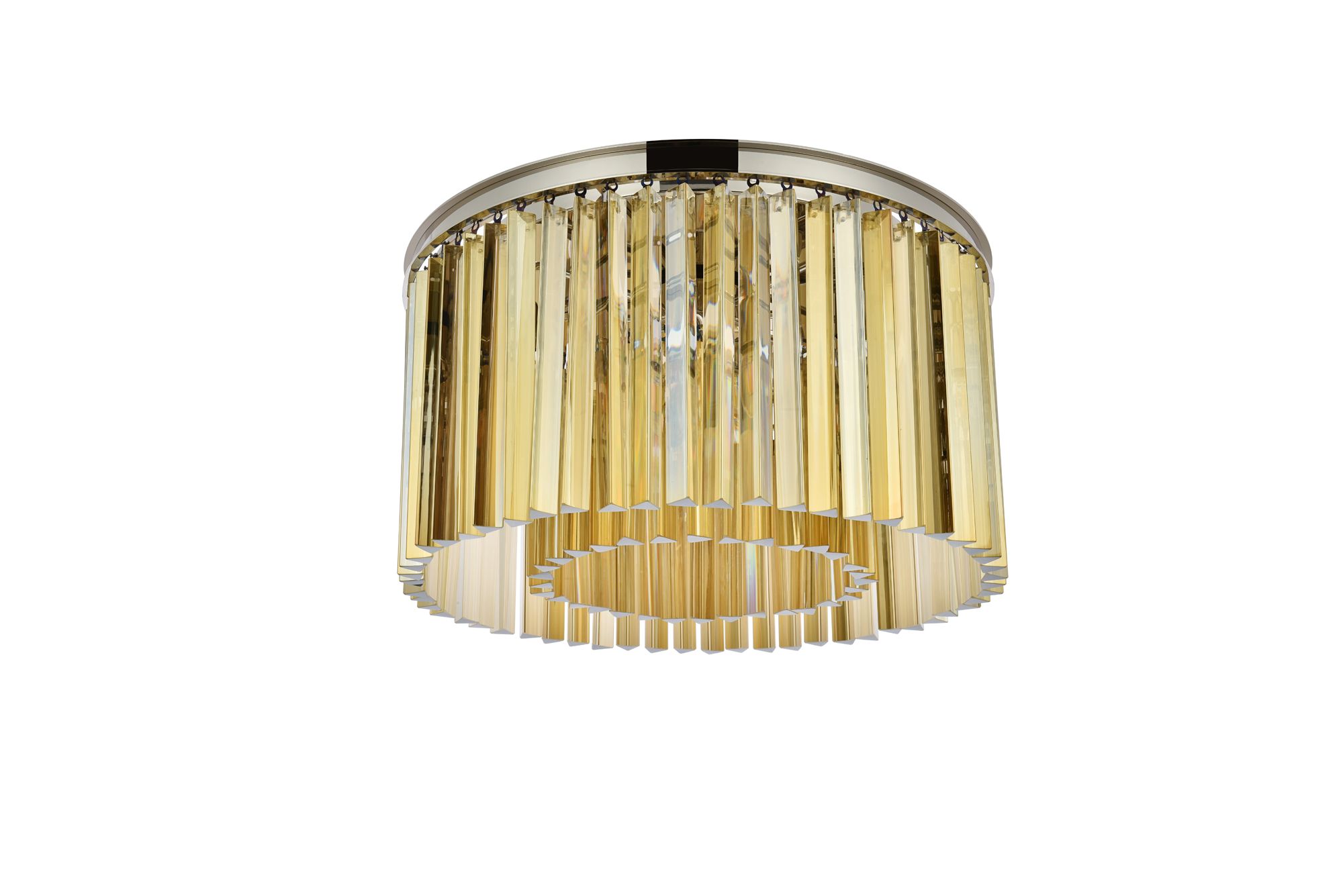 Sydney 8 Lt Polished Nickel Flush Mount Golden Teak