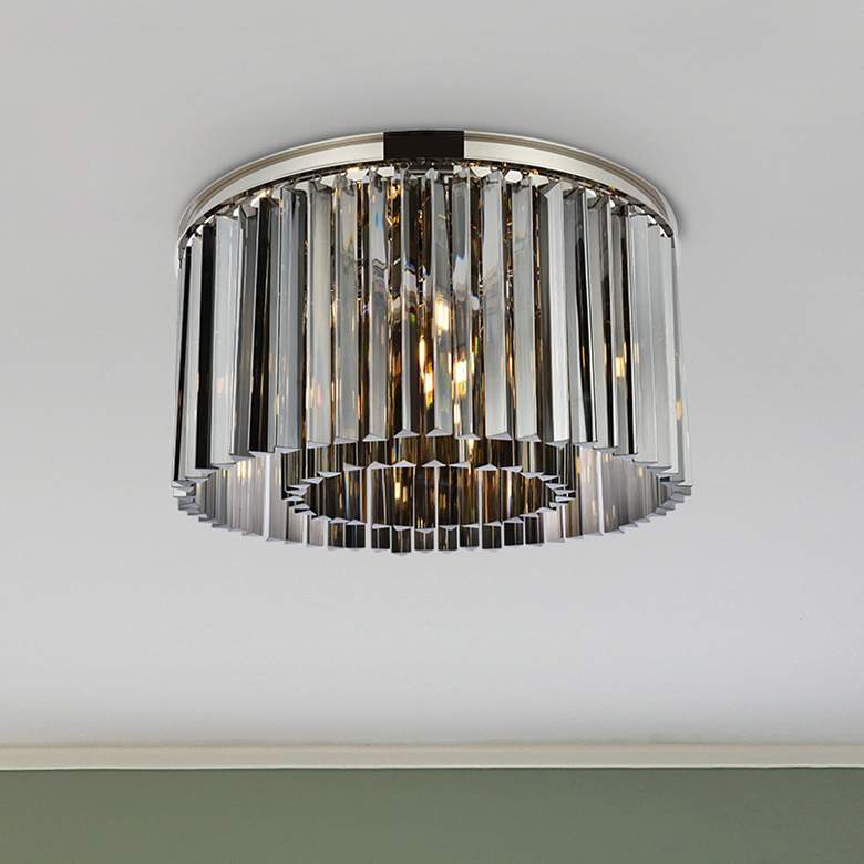 Image 1 Sydney 8 Lt Polished Nickel Flush Mount Silver Shade (Grey)