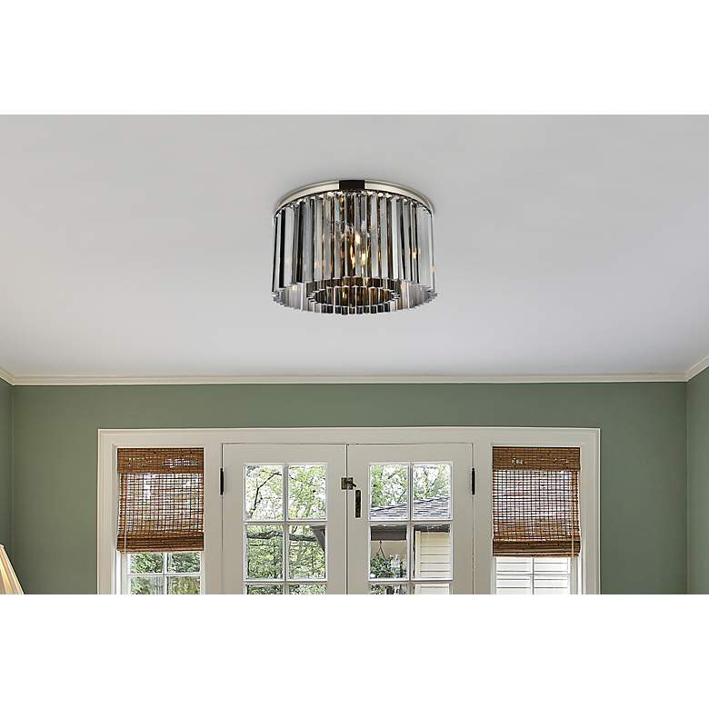 Image 3 Sydney 8 Lt Polished Nickel Flush Mount Silver Shade (Grey) more views