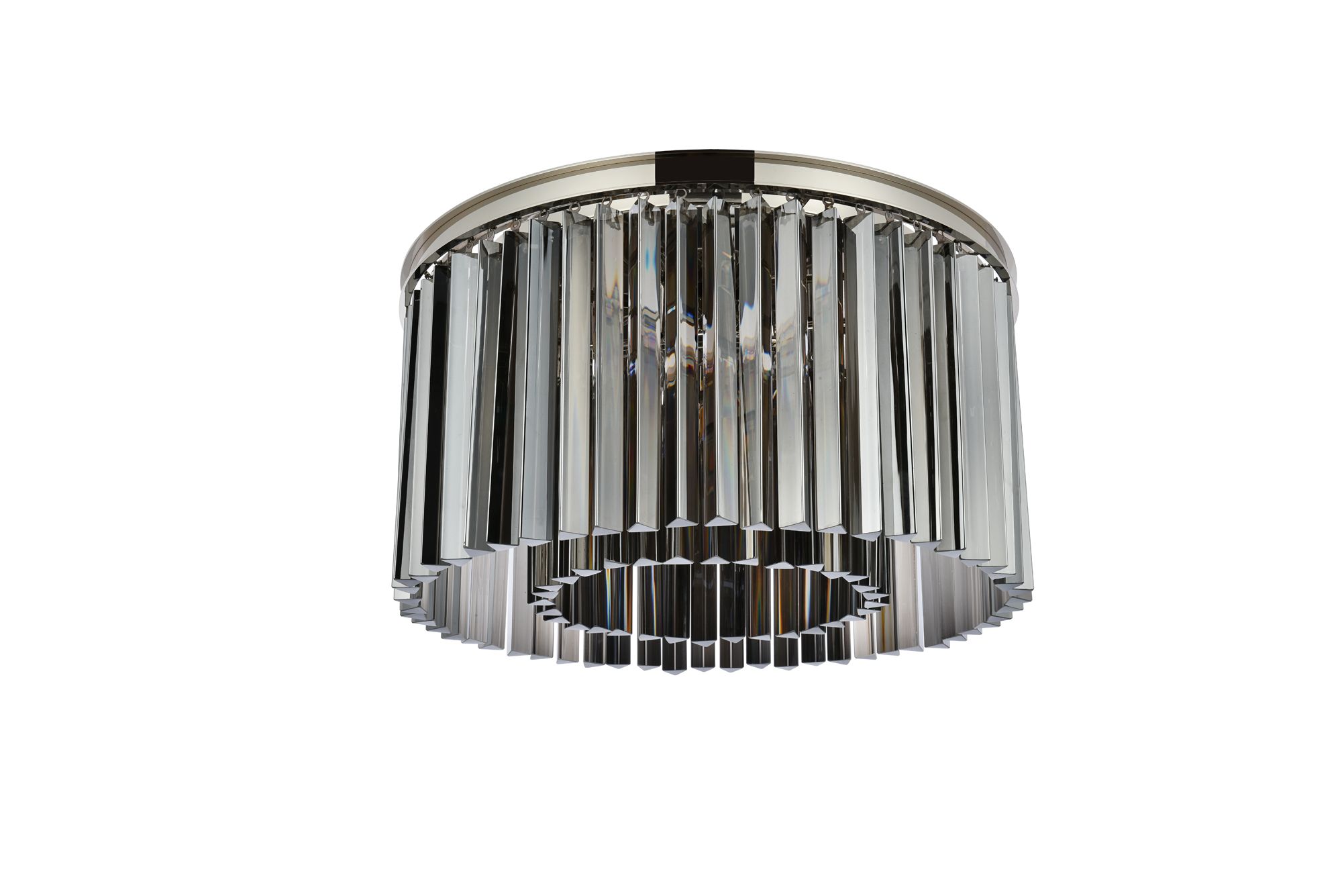 Sydney 8 Lt Polished Nickel Flush Mount Silver Shade (Grey)