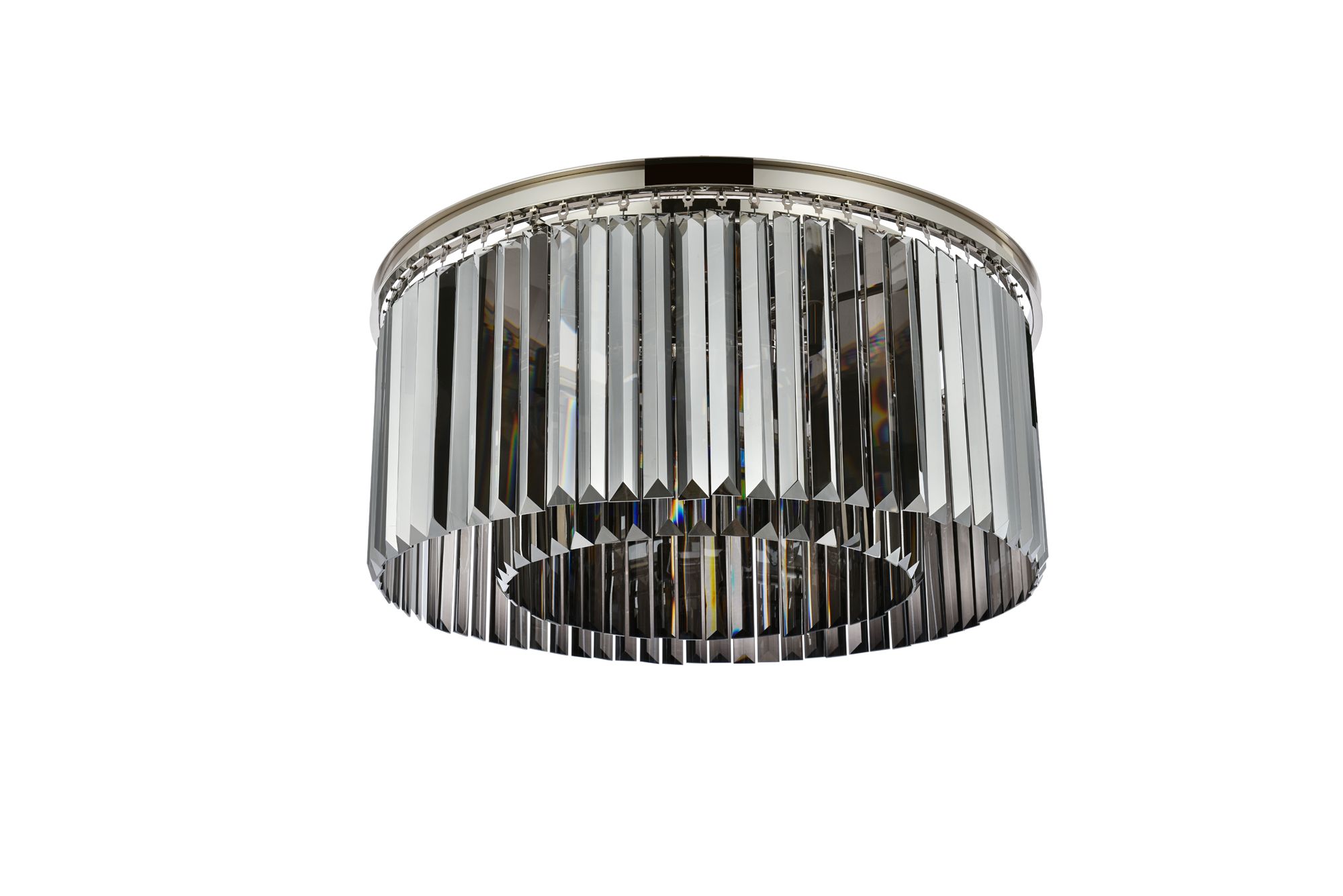 Sydney 8 Lt Polished Nickel Flush Mount Silver Shade (Grey)