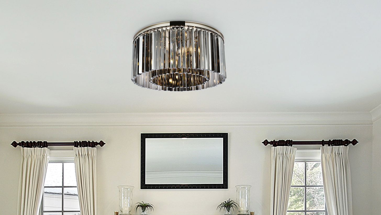 Image 3 Sydney 8 Lt Polished Nickel Flush Mount Silver Shade (Grey) more views