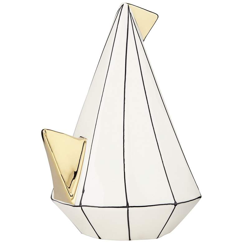 Image 5 Sydney 9 3/4" White Ceramic Geometric Bird Ornaments Set of 2 more views