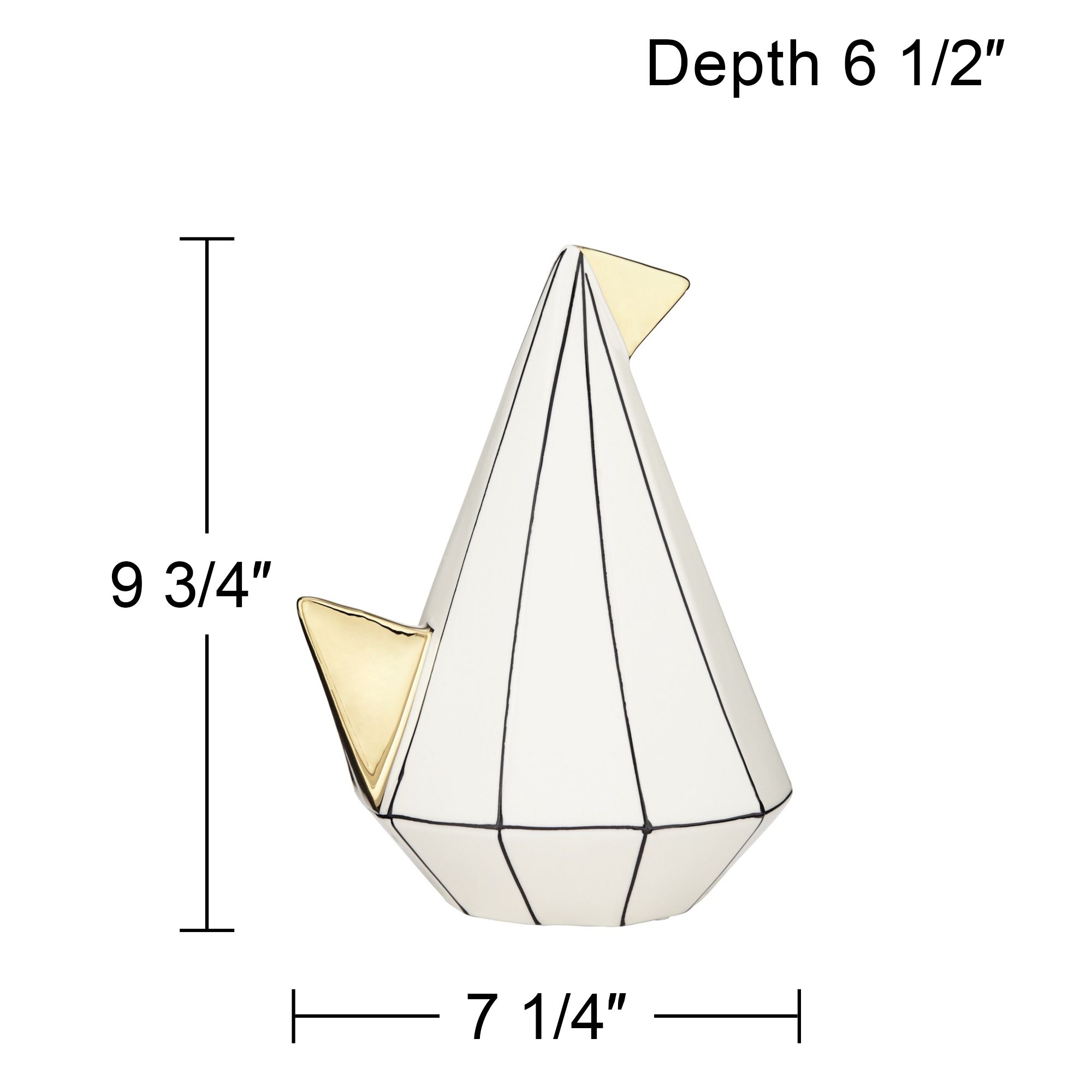 Sydney 9 3/4" White Ceramic Geometric Bird Ornaments Set of 2