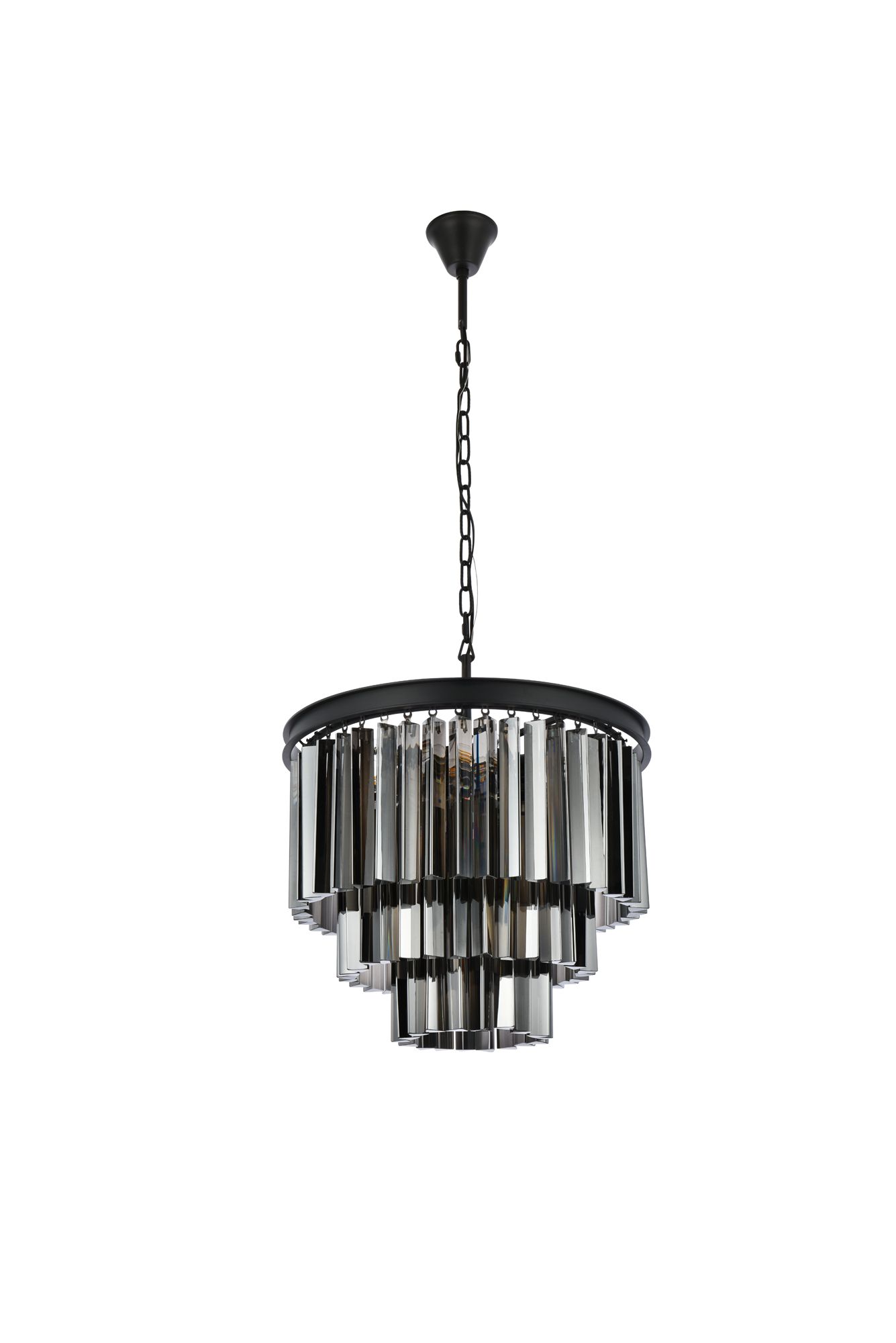 Sydney 9-Light Matte Black 20"W Clear Crystal Pendant Chandelier