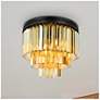 1_Sydney 9 Light Matte Black Flush Mount Ceiling Light w/ Golden Teak Crystal