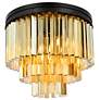 4_Sydney 9 Light Matte Black Flush Mount Ceiling Light w/ Golden Teak Crystal more views