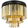 5_Sydney 9 Light Matte Black Flush Mount Ceiling Light w/ Golden Teak Crystal more views