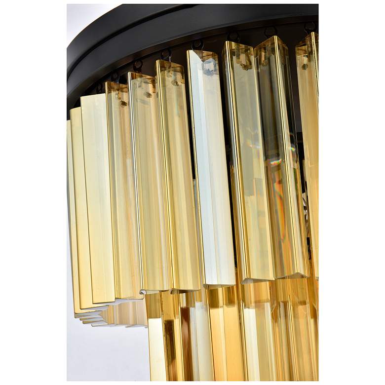Image 7 Sydney 9 Light Matte Black Flush Mount Ceiling Light w/ Golden Teak Crystal more views