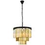 2_Sydney 9 Lt Matte Black Chandelier Golden Teak