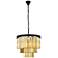 Sydney 9 Lt Matte Black Chandelier Golden Teak