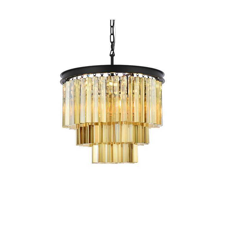 Image 4 Sydney 9 Lt Matte Black Chandelier Golden Teak more views