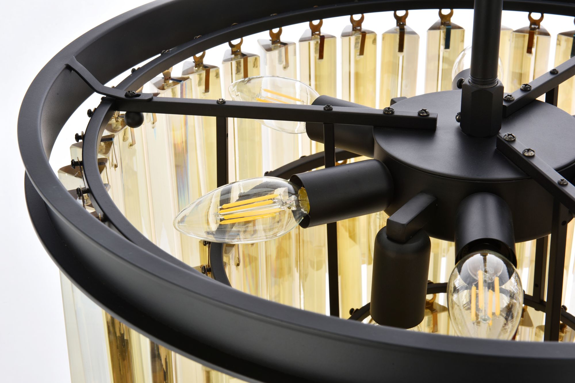 Image 6 Sydney 9 Lt Matte Black Chandelier Golden Teak more views