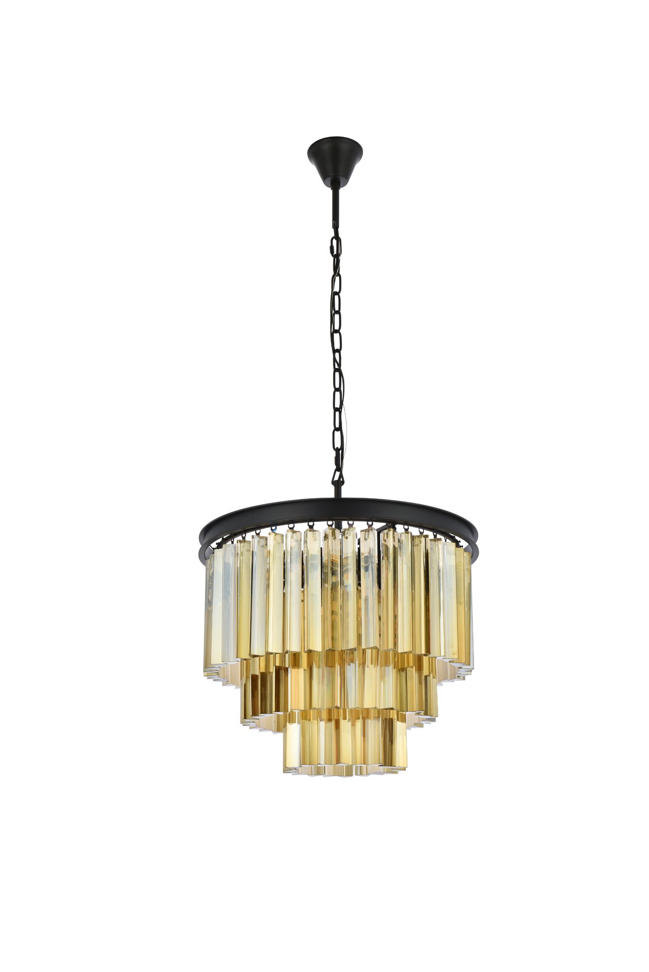 Sydney 9 Lt Matte Black Chandelier Golden Teak