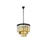 Sydney 9 Lt Matte Black Chandelier Golden Teak