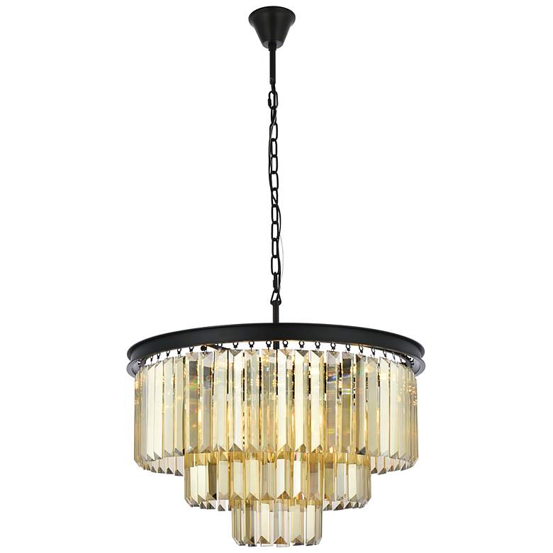 Image 2 Sydney 9 Lt Matte Black Chandelier Golden Teak