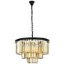 2_Sydney 9 Lt Matte Black Chandelier Golden Teak