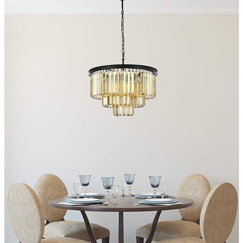 Image 3 Sydney 9 Lt Matte Black Chandelier Golden Teak more views