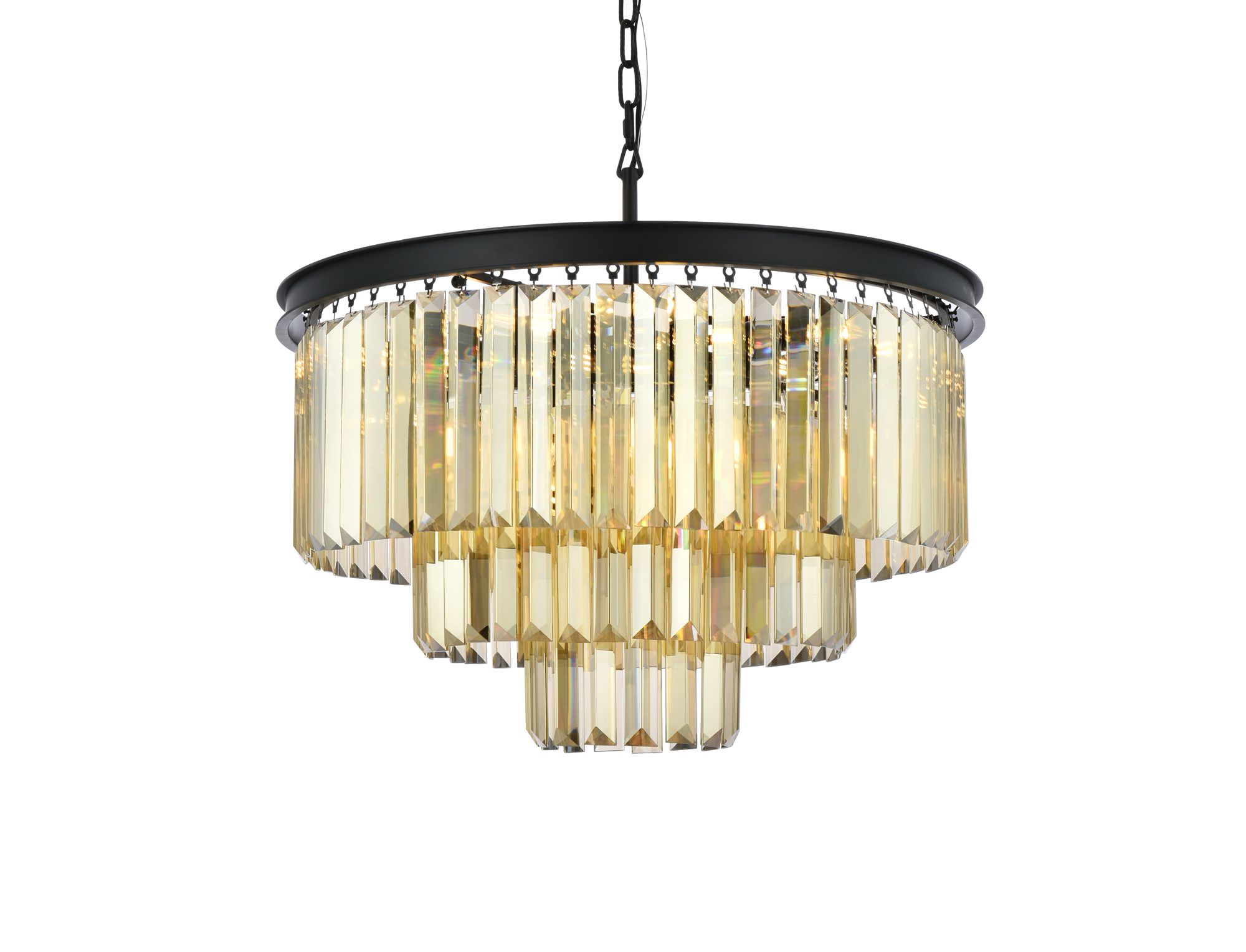 Image 4 Sydney 9 Lt Matte Black Chandelier Golden Teak more views
