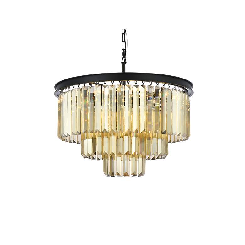 Image 4 Sydney 9 Lt Matte Black Chandelier Golden Teak more views