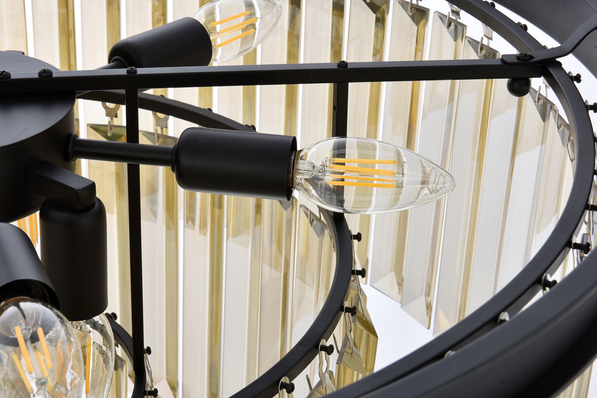 Image 6 Sydney 9 Lt Matte Black Chandelier Golden Teak more views