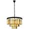 Sydney 9 Lt Matte Black Chandelier Golden Teak