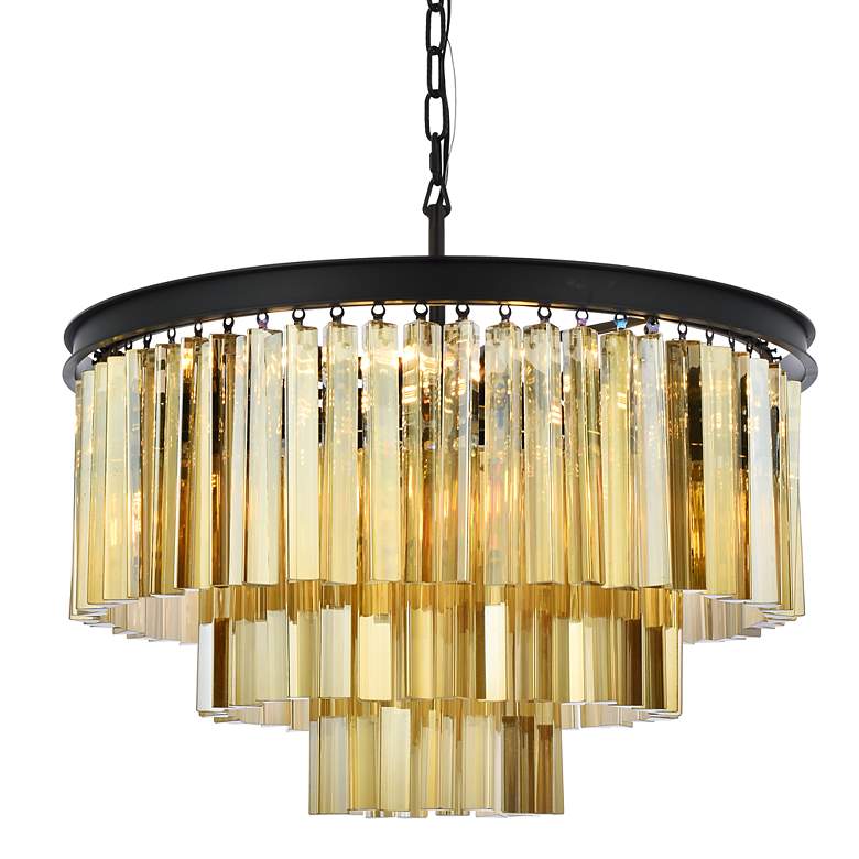 Image 7 Sydney 9 Lt Matte Black Chandelier Golden Teak more views