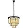 Sydney 9 Lt Matte Black Chandelier Golden Teak