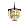 4_Sydney 9 Lt Matte Black Chandelier Golden Teak more views