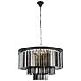 2_Sydney 9 Lt Matte Black Chandelier Silver Shade (Grey)