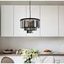 3_Sydney 9 Lt Matte Black Chandelier Silver Shade (Grey) more views